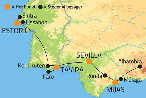 Kort over langtidsferie på Den Iberiske Halvø